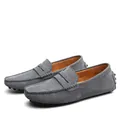 Mocassins élégants en daim gris pour hommes, chaussures de conduite à semelle à picots - 38 / Gris