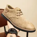 Premium Herrenschuhe aus braunem Wildleder mit Schnürung und einer robusten Gummisohle - 38 / Khaki Wildleder (6112) / Khaki