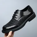 Zapatos casuales de negocios para hombre en negro con textura tejida elegante - 38 / Negro (3619)