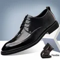Scarpe stringate da uomo in pelle nera stile brogue con suola flessibile per uso professionale - 38 / Nero