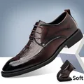 Scarpe Brogue da uomo in pelle marrone con trama a coccodrillo e suola flessibile - 38 / rosso-marrone