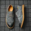 Scarpe Brogue vintage da uomo in camoscio grigio opaco con design a coda di rondine - 38 / Scarpe in Pelle Casual Brogue (ML-3058) / Grigio