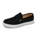 Mocasines de gamuza negra para hombre con suela blanca y estilo casual muy elegante - 38 / Black (2350)