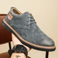 Graue Wildleder-Derbyschuhe für Herren, Business Casual mit Handnaht und Schnürung - 38 / Graues Wildleder (6112) / Grau