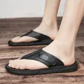 Hochwertige schwarze Herren Leder-Zehentrenner für den Sommer, bequeme Outdoor-Sandalen - 38 / Stil 1130 (1130) / Schwarz