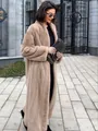 Κομψό μακρύ παλτό από τεχνητή γούνα μινκ για γυναίκες, ιδανικό για ζεστό χειμερινό στυλ - XS / Tops / Χακί