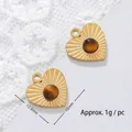 Close-up of 12.5mm heart tiger eye pendant in 18K gold plated stainless steel - Heart Style / Approx. 1g/pc