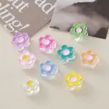 Detailed view of assorted colorful acrylic flower beads with oil-drip centers for DIY jewelry - 22mm (Approx 3.2g) / Random Mixed Flower Colors