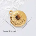Gold plated stainless steel tiger eye pendant with 18mm and 15.4mm size measurements. - Irregular