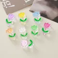 Detailed view of colorful tulip-shaped acrylic beads for DIY jewelry making - Random Mixed Tulip Colors