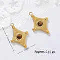 Detailed view of gold sunburst pendants with tiger eye stones, showing 19.6mm and 13.2mm dimensions - Radiating Pattern Rhombus Style