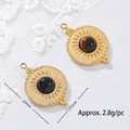 Detailed dimensions of 18K gold plated stainless steel tiger eye stone pendants - Rhombic Sun Disc
