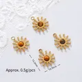 Detailed size view of four sun-shaped tiger eye stone pendants with gold plating - Sea Urchin Design