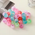 Macro view of multi-colored large-hole acrylic beads featuring a simulated jade texture. - 12mm (100g Pack) / Mixed Jelly Color