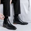 Eleganti stivaletti Chelsea in pelle nera da uomo con design a punta sottile. - 38 / Nero Rialzo Altezza