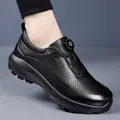 Scarpe da trekking nere da uomo con lacci a manopola e suola in gomma antiscivolo resistente - 38 / Stile 31839 Traforato (31839) / Nero