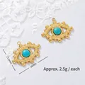 Detailed macro view of turquoise evil eye charms with 26mm and 21.5mm dimensions - Hollow Mystic Eye
