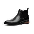 Eleganti stivaletti Chelsea in pelle nera da uomo con punta a punta e classico tacco basso - 38 / Nero