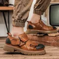 Premium brown leather work shoes with chunky rubber soles and toe caps - 38 / Coffee (99305)