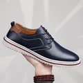 British style men's navy blue pebbled leather casual dress shoes with white sole - 38 / 8111 Style (8111) / Blue