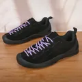 Black mountain outdoor hiking shoes with purple laces and non-slip rubber sole - 38 / Black