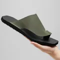 Elegantes sandalias para hombre en verde oliva y negro con suela de caucho - 40 / Estilo Verde (F611) / Verde Militar