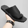 Sandalias negras para hombre estilo romano con anillo de dedo para playa y verano - 40 / Estilo Negro (F611) / Negro