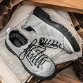 Vintage grey low top leather work shoes for men with round toe and thick black lug soles - 38 / Vintage Workwear Style (99309) / Gray