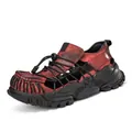 Men's cowhide leather outdoor casual shoe in red and black distressed finish - 38 / Frosted Work Style (8508) / Matte Red