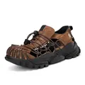 Professional men's brown distressed leather outdoor work sandals with durable black soles - 38 / Workwear Big Head Shoes (8508) / Matte Brown