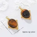 Detailed view of oval tiger eye stone pendant showing 18.6mm and 12.6mm dimensions - Small Rhombic Oval