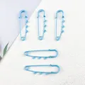 Detailed macro view of light blue painted large safety pins with small loops for DIY accessories - Lacquered Large Pin / 5 Pieces / Blue