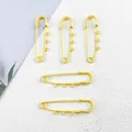 Set of five large yellow painted safety pins with loops for DIY jewelry making - Lacquered Large Pin / 5 Pieces / Yellow