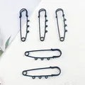 Close-up of matte black safety pins with three hanging loops for DIY jewelry projects. - Lacquered Large Pin / 5 Pieces / Black