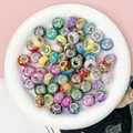 Close-up of colorful assorted acrylic wheel beads with 5mm large holes for DIY jewelry making - Glazed Color Mix