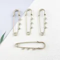 Set of large matte beige safety pins with loops for DIY keychain and jewelry crafting - Lacquered Large Pin / 5 Pieces / Grey Brown