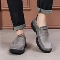 Mocassins décontractés en cuir gris pour hommes avec semelle en caoutchouc antidérapante - 39 / Gris
