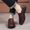Mocassins en cuir marron pour hommes avec semelle en caoutchouc antidérapante chic - 39 / Marron