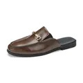 Zuecos clásicos marrones para hombre con detalle de hebilla dorada y diseño sin talón - 38 / Marrón (915)