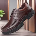 Chaussure décontractée pour homme en cuir marron avec semelle épaisse antidérapante - 40 / Style 3927 / Marron
