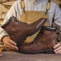 Vintage brown high-top Martin boots for men with durable rubber soles and laces - 39 / Brown (9188)