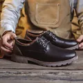 Klassische braune Herren-Arbeitsschuhe aus Leder im Vintage-britischen Stil für den Alltag - 39 / Stil 9966 / Schwarz