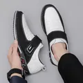 Mocassini casual da uomo in pelle bicolore bianco e nero con fibbia decorativa - 38 / Bianco (Stile 5559)