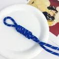 Handmade blue 5mm paracord braided lanyard for DIY bag charms and keychains accessory - Braided Rope Knot Charm / Dark Blue