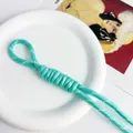 5mm turquoise braided polyester paracord lanyard for DIY keychains and phone charms - Braided Rope Knot Charm / Cyan