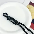Durable 5mm braided paracord lanyard in black and white for bags and keys - Braided Rope Knot Charm / Black