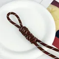 Handmade brown and white 5mm paracord braided lanyard for DIY keychain and phone charm - Braided Rope Knot Charm / Coffee
