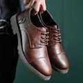 Scarpe Derby classiche in pelle marrone vintage da uomo con spessa suola in gomma - 39 / Marrone (3910)