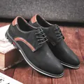 Men's black business casual shoes with brown leather accents and stylish lace-up - 40 / Black (Style 128)