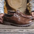 Herren Vintage Derby-Schuhe in Braun mit profilierter Gummisohle in SKU-Ansicht - 39 / Derby Work Style (9966) / Braun